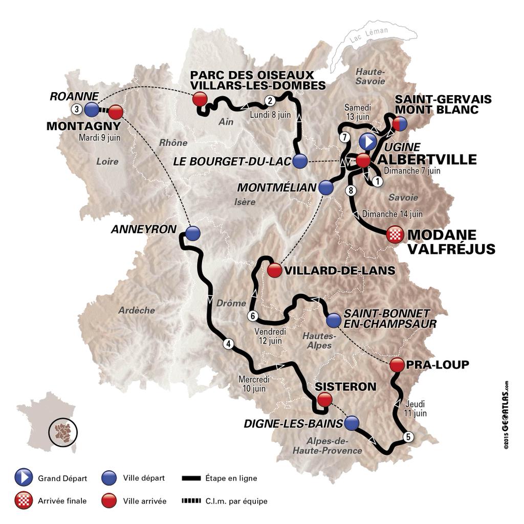 Trasa Critérium du Dauphiné 2015