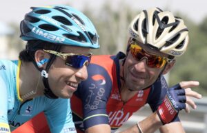 Vincenzo Nibali i Fabio Aru podczas Abu Dhabi Tour