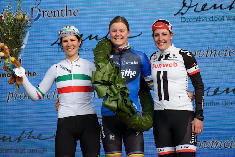 Amalie Dideriksen, Elena Cecchini i Lucinda Brand at Ronde van Drenthe 2017