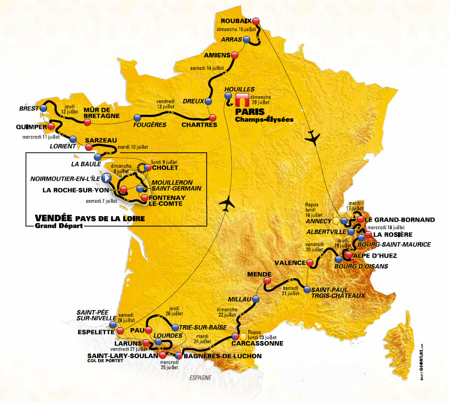 Mapa Tour de France 2018