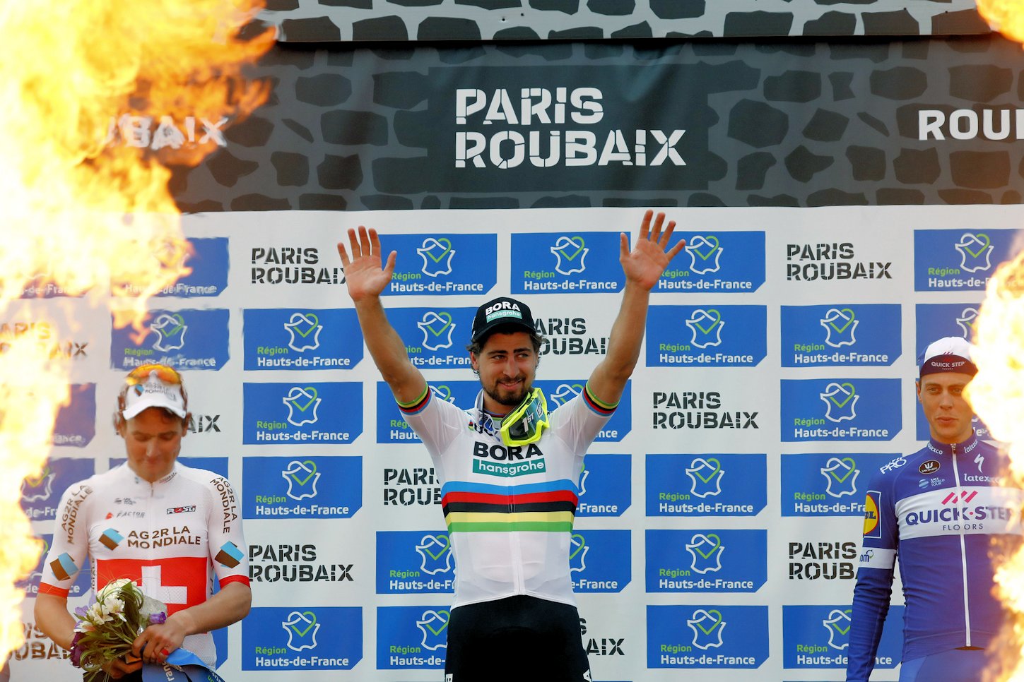 Peter Sagan na podium Paryż-Roubaix