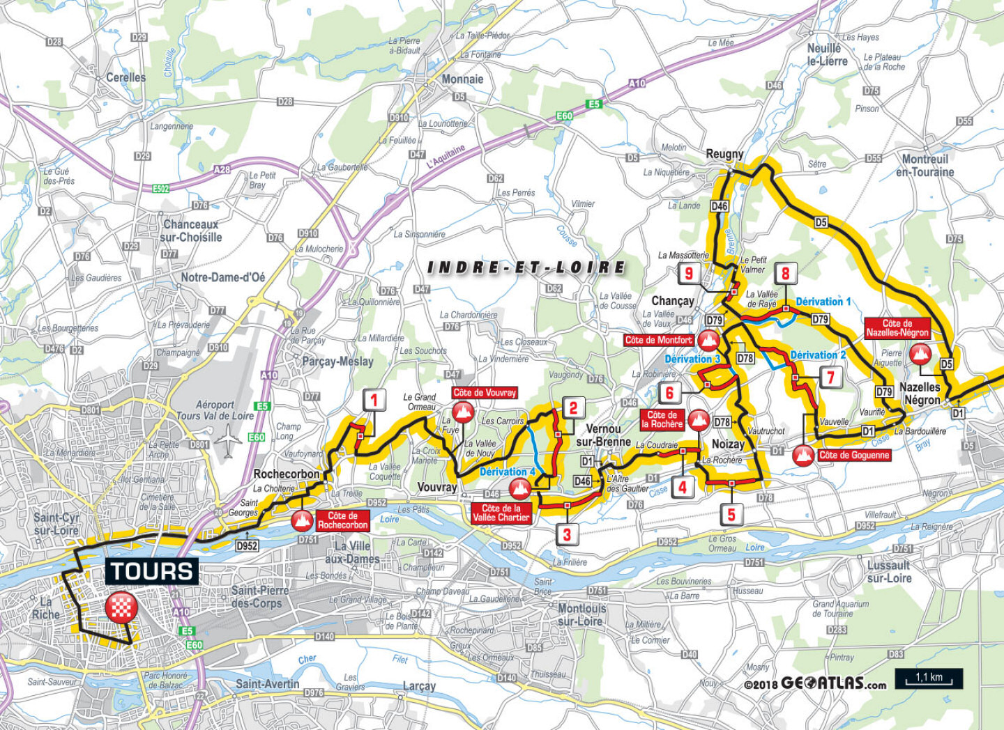 Przebieg ostatnich 50 km Paryż-Tours 2018