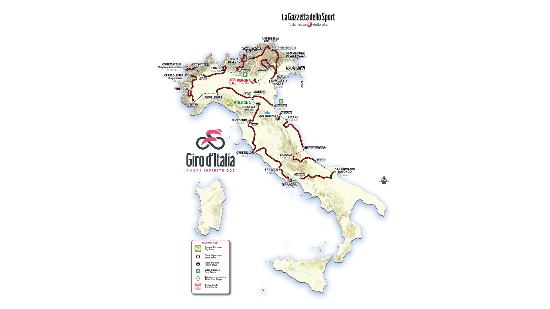 mapa Giro d'Italia 2019