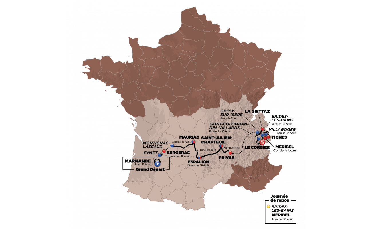 mapka Tour de l'Avenir 2019