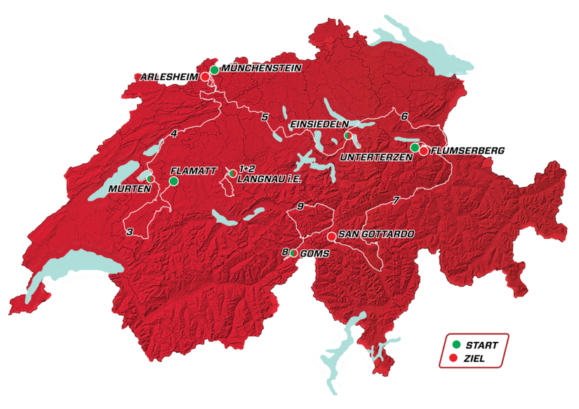 mapka Tour de Suisse 2019