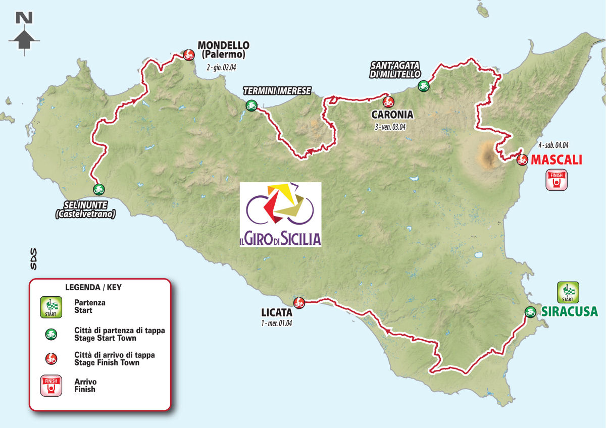 Trasa Giro di Sicilia 2020