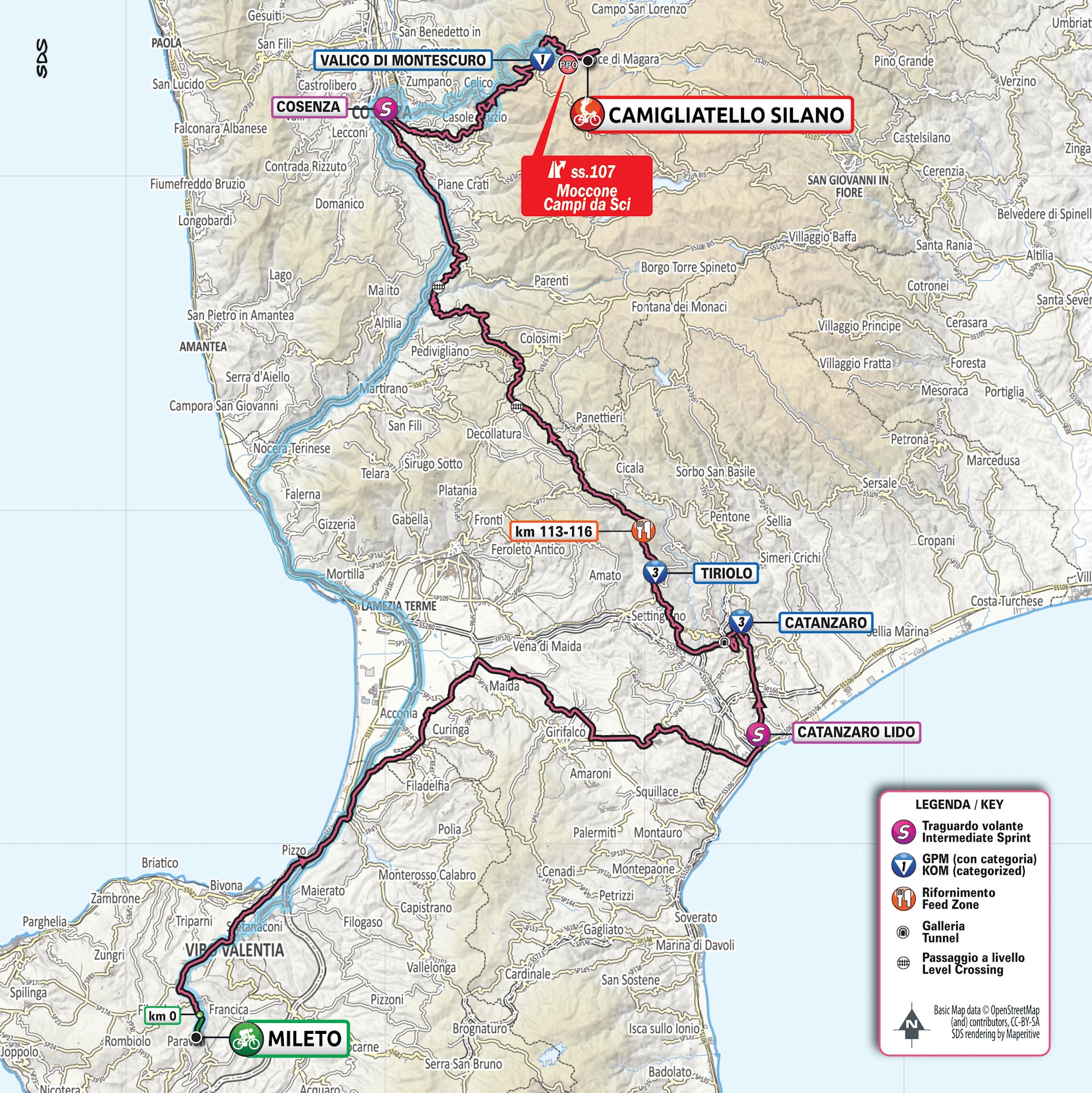 mapa 5. etapu Giro d'Italia 2020