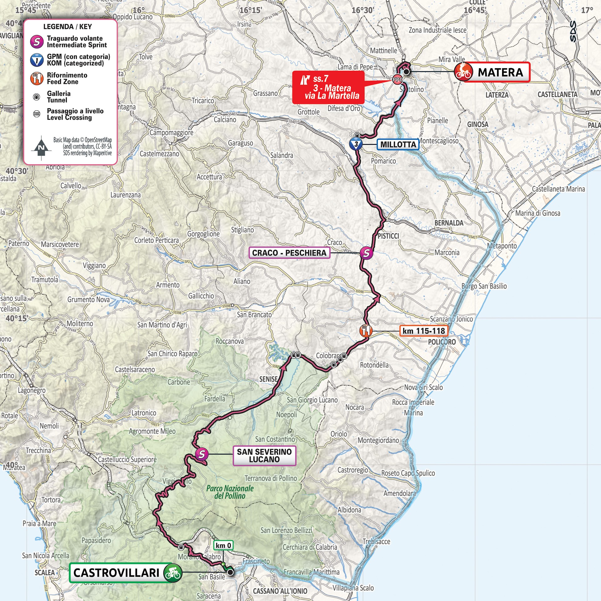 mapa 6. etapu Giro d'Italia 2020
