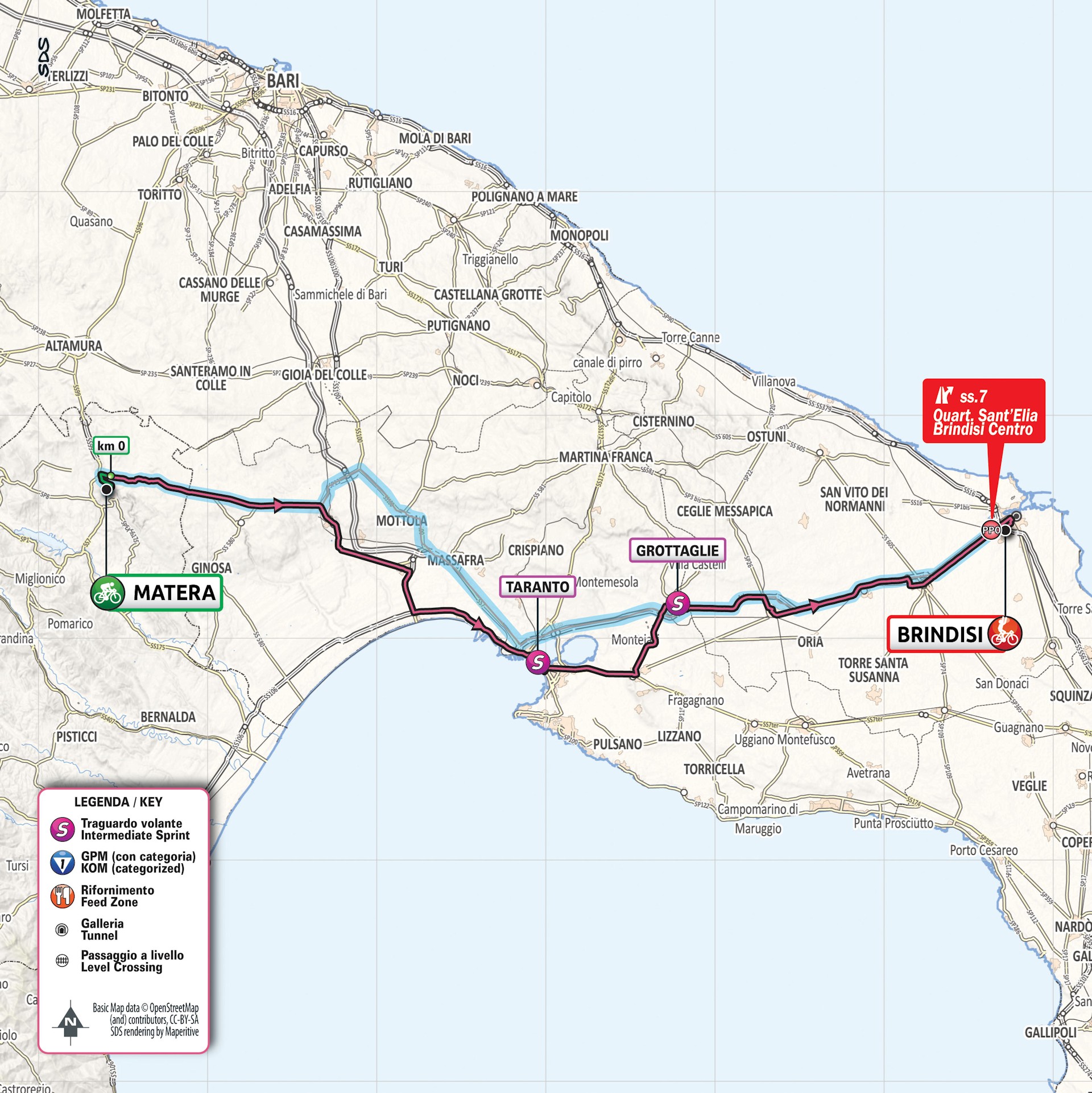 mapka 7. etapu Giro d'Italia 2020