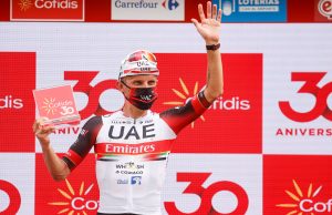 Rafał Majka na podium etapu Vuelta a Espana