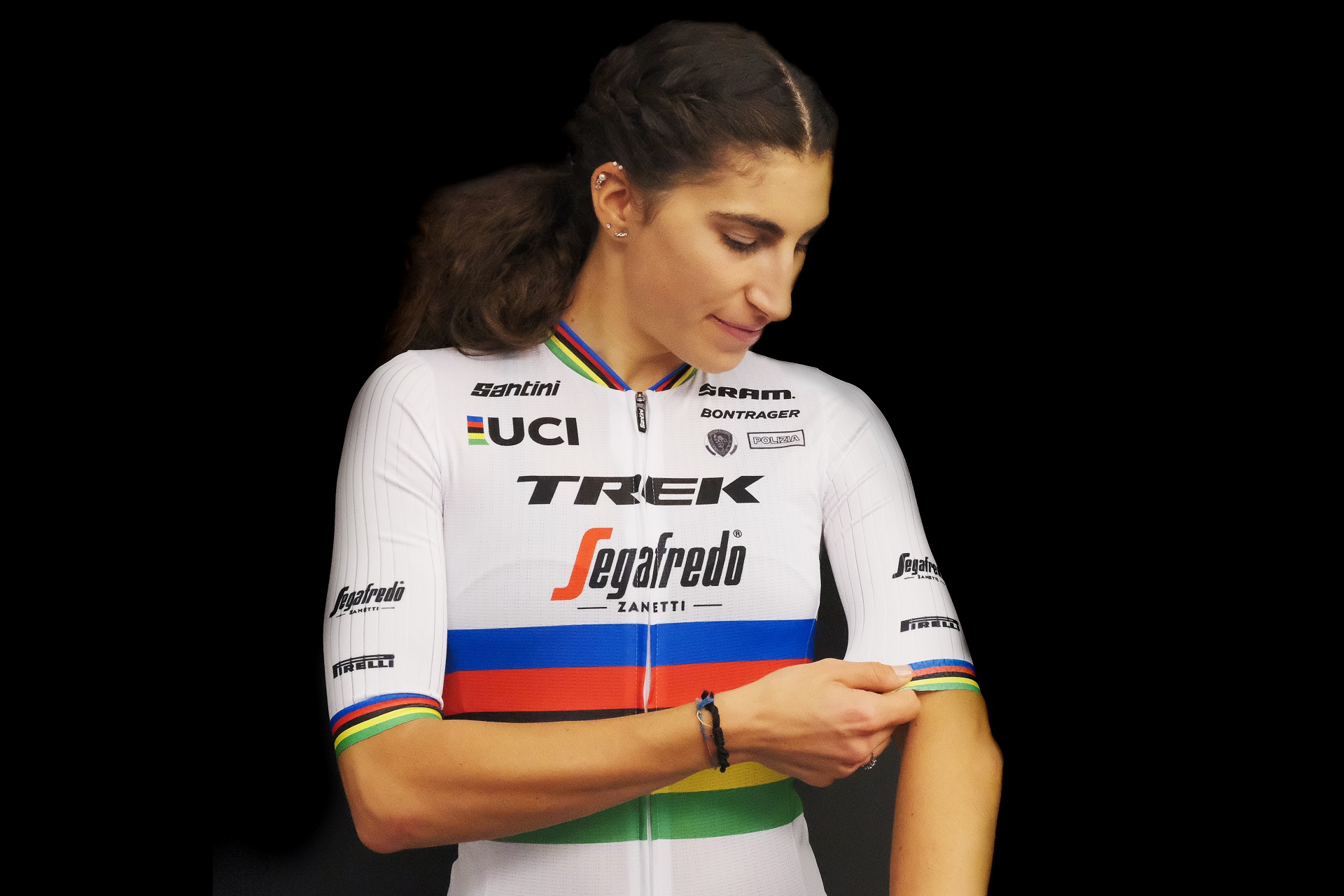 Elisa Balsamo w koszulce mistrzyni świata z logo Trek-Segafredo