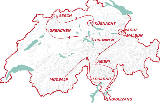 Mapka Tour de Suisse 2022
