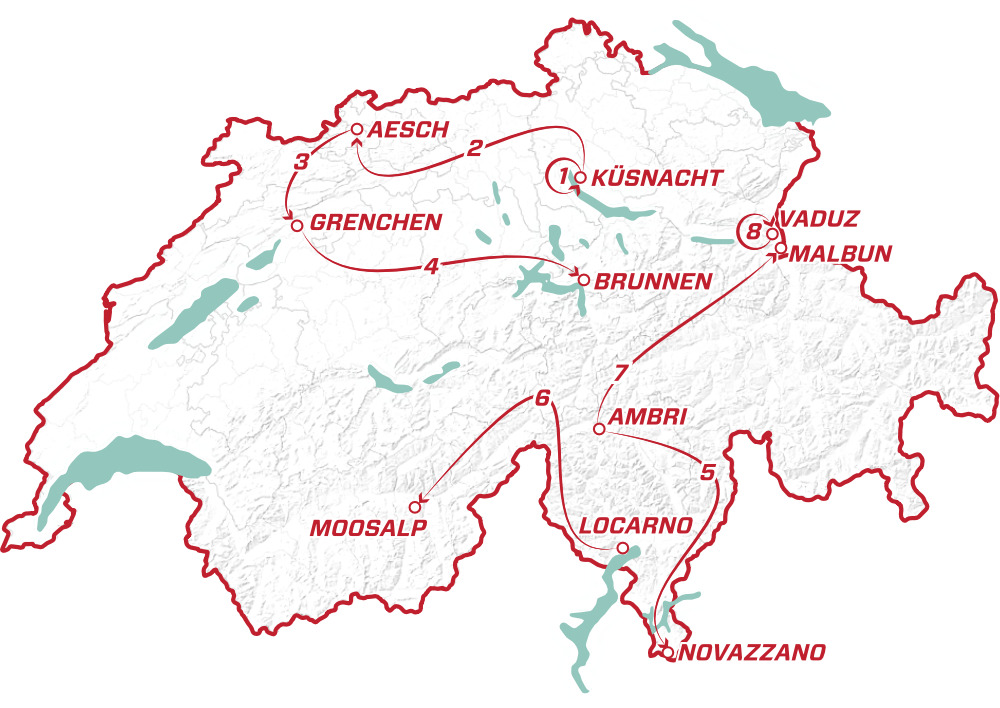 Trasa Tour de Suisse 2022