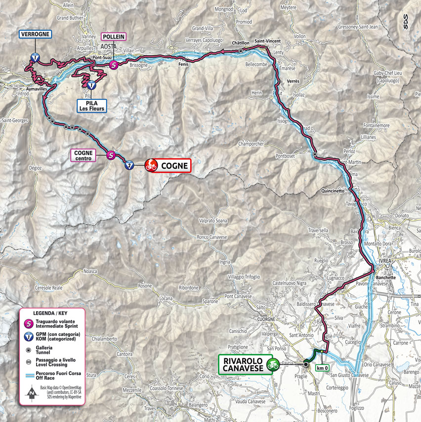 mapa 15. etapu Giro d'Italia 2022