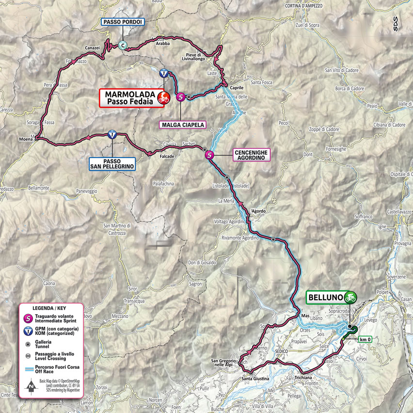 Trasa 20. etapu Giro d'Italia 2022