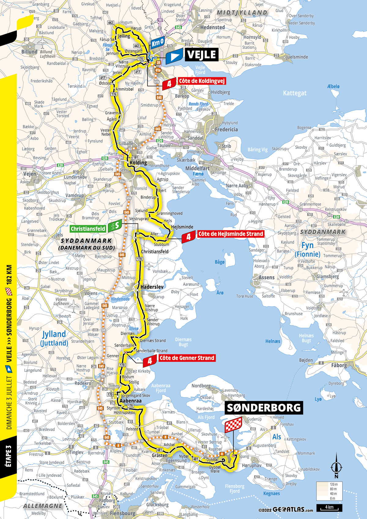 trasa 3. etapu Tour de France 2022