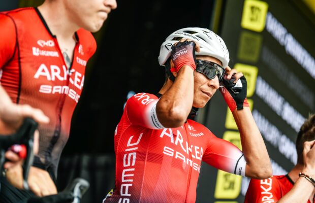 Nairo Quintana na podium prezentacyjnym Tour de France