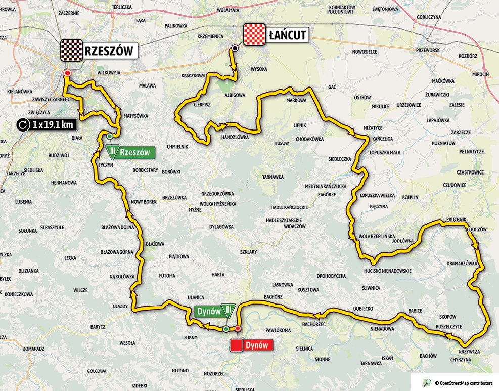 Mapa 5. etapu Tour de Pologne 2022