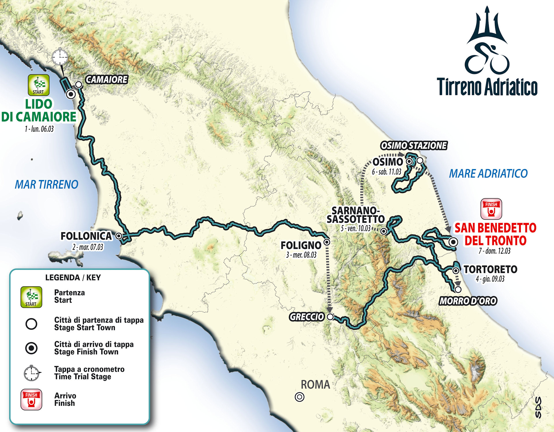 Mapka Tirreno-Adriatico 2023