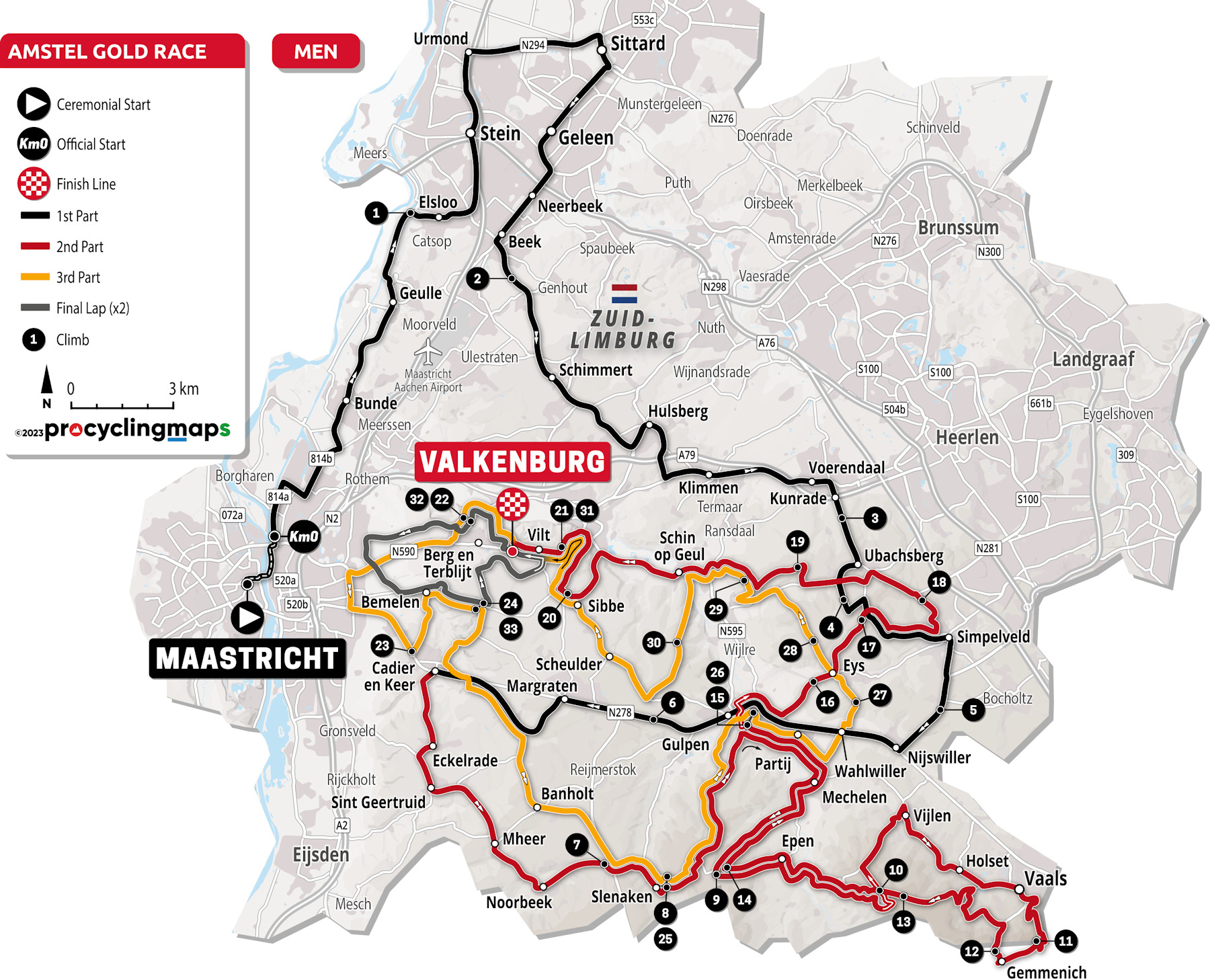 mapka wyścigu Amstel Gold Race 2023