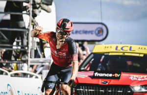 Grymas radości Michała Kwiatkowskiego na mecie 13. etapu Tour de France