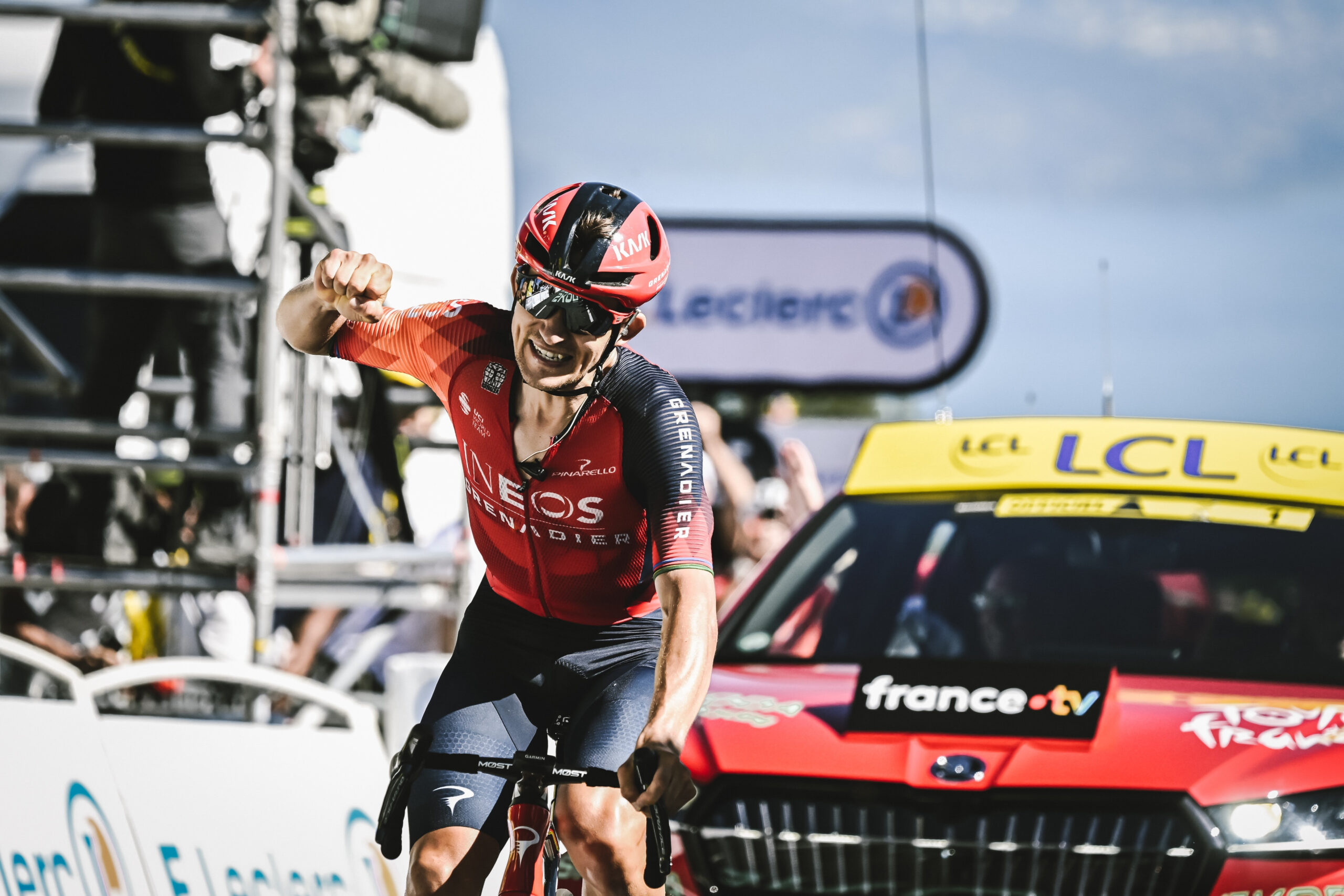 Grymas radości Michała Kwiatkowskiego na mecie 13. etapu Tour de France