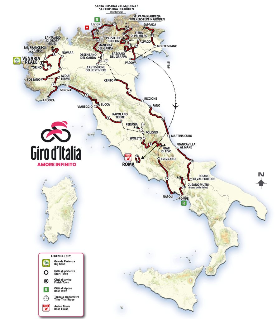 mapa Giro d'Italia 2024