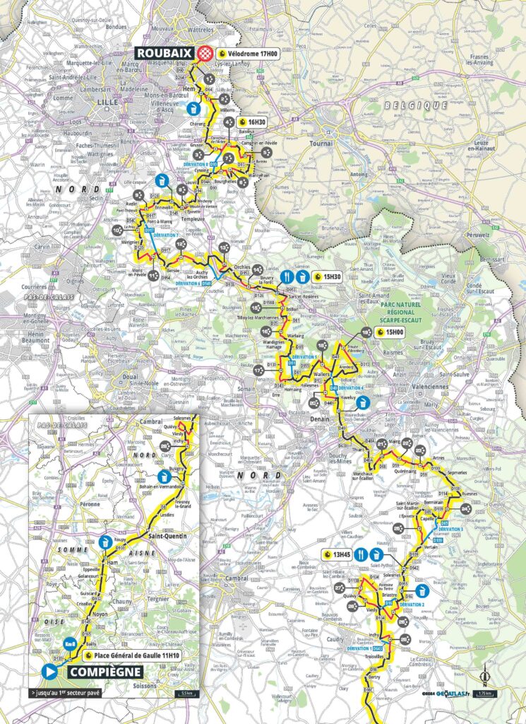 Trasa Paryż-Roubaix 2024