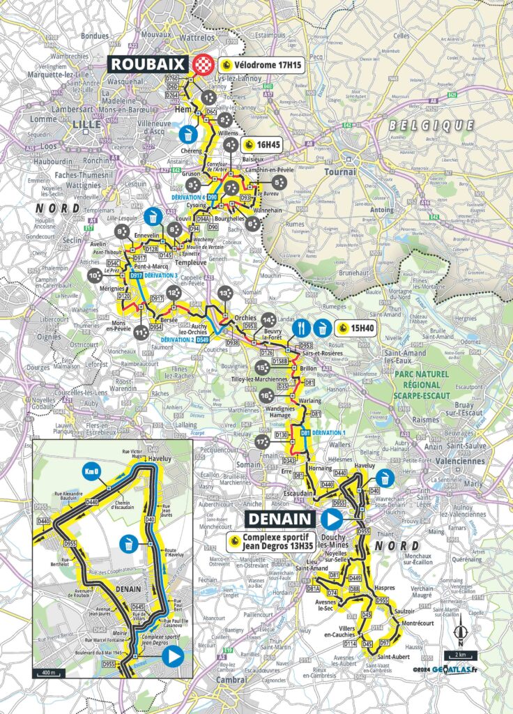 Trasa przejazdu Paryż-Roubaix kobiet 2024