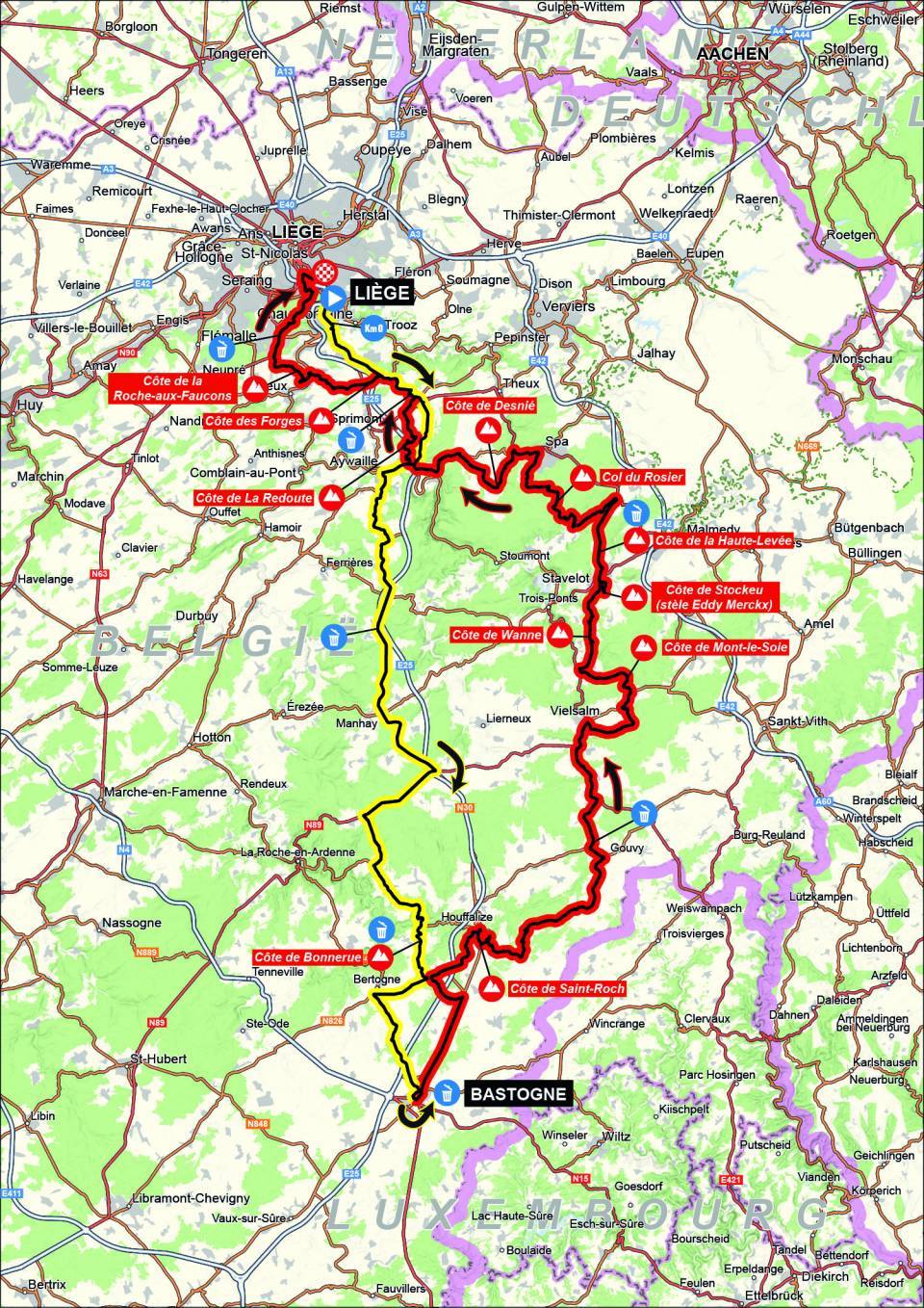 mapa Liege-Bastogne-Liege 2024