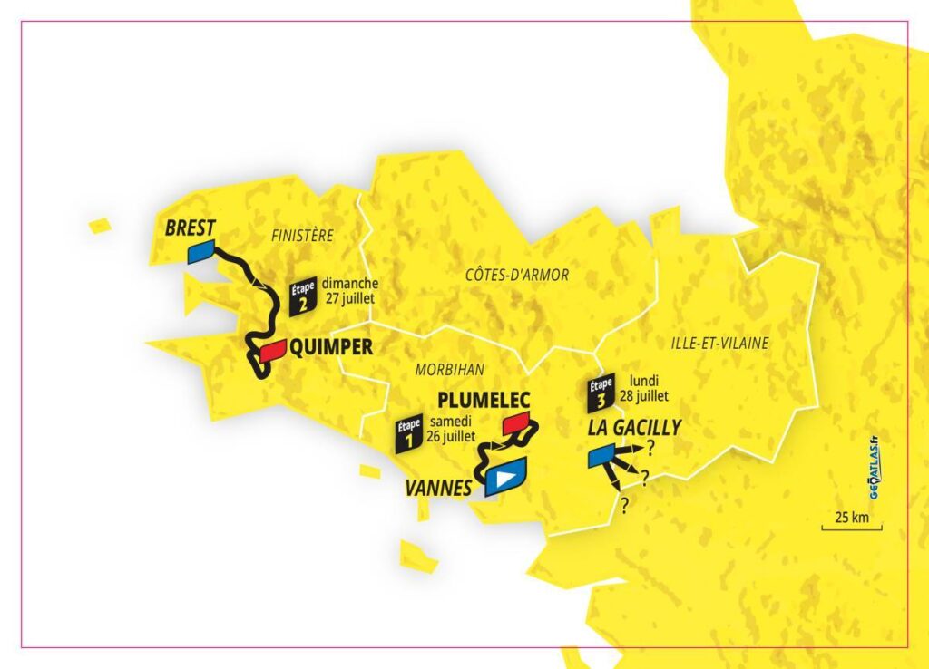mapka Grand Depart Tour de France Femmes avec Zwift